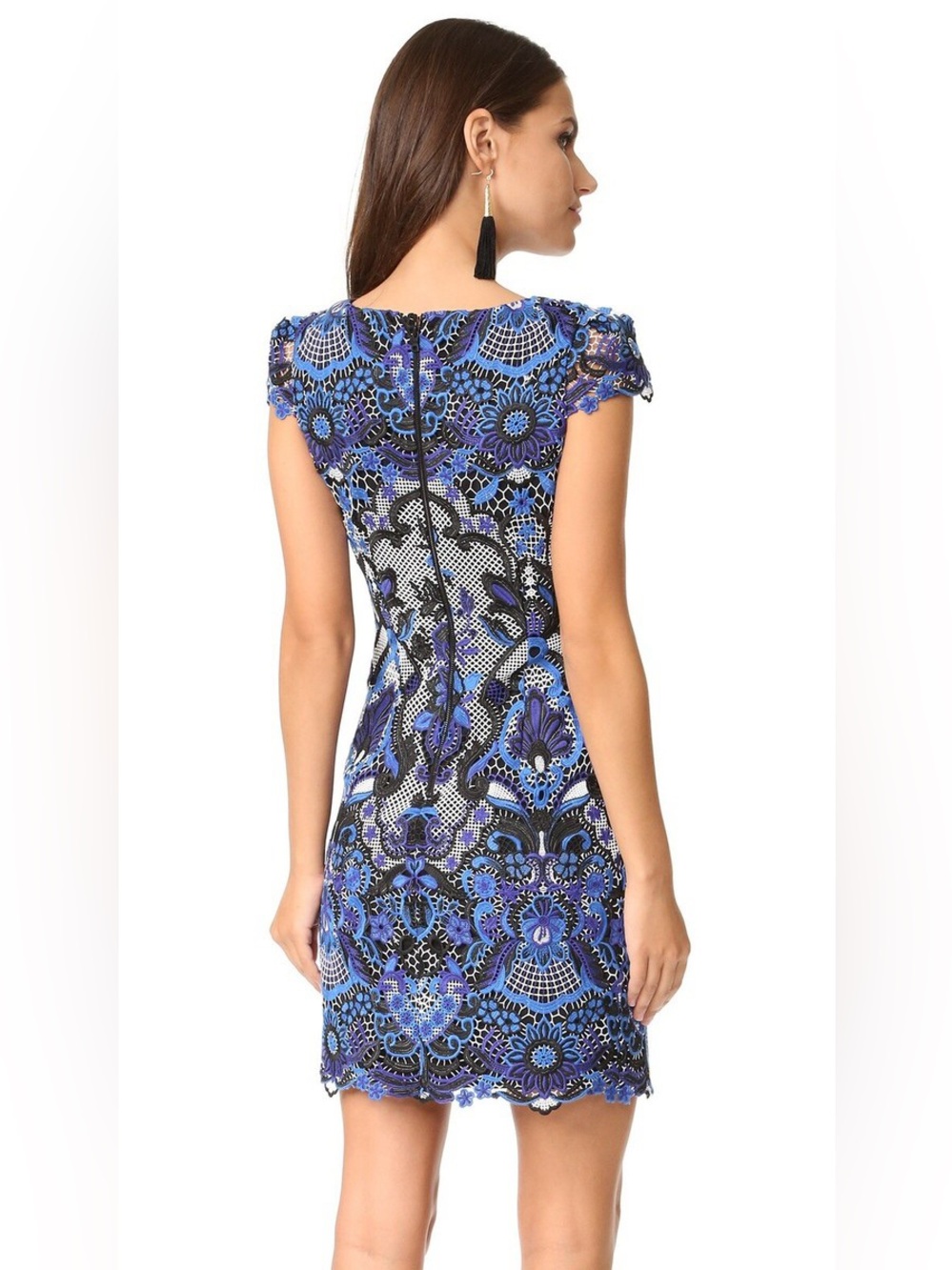 Alice + Olivia Nakia Guipure Lace Dress Blue Size: 6 - Picture 7 of 7